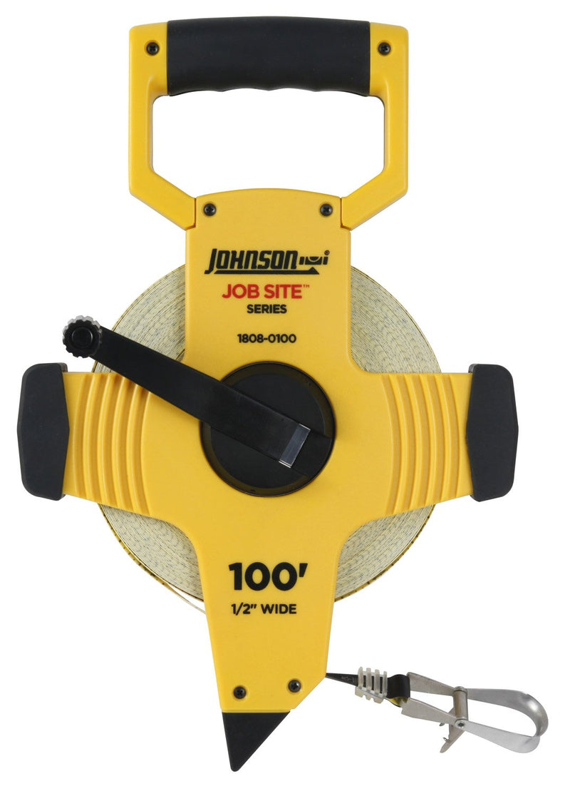 Johnson Level & Tool 1808-0100 Job Site Open Reel Fiberglass Tape, 100', Yellow, 1 Tape 100 Foot Fiberglass Tape - NewNest Australia