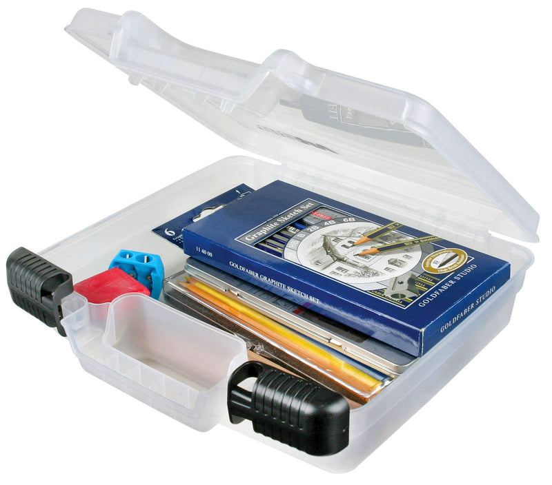 ArtBin 6972AB 10 inch Quick View Deep Base Carrying, Portable Art & Craft Organizer with Handle, [1] Plastic Storage Case, Translucent, Clear 10 inch - Deep Open - NewNest Australia
