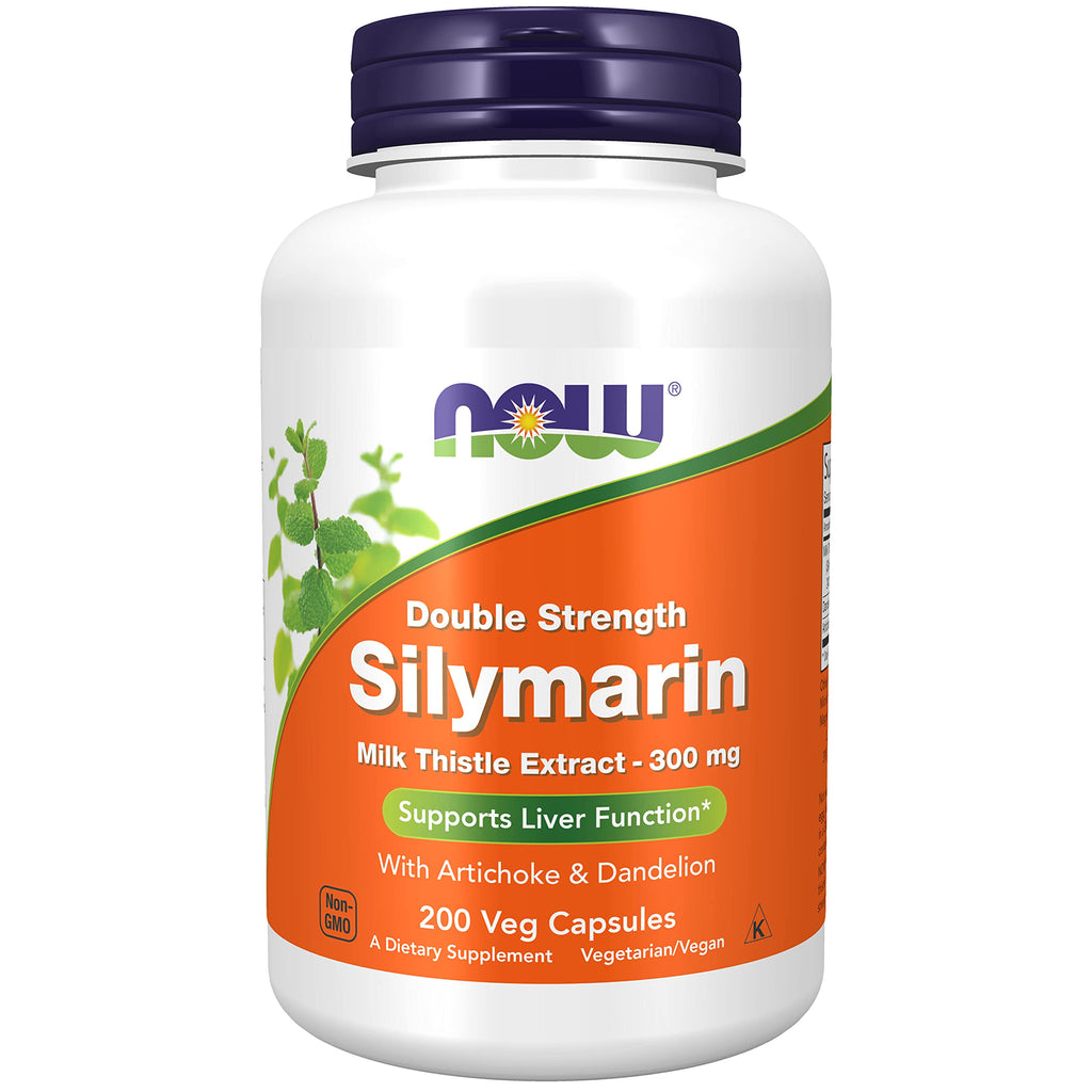 NOW Supplements, Silymarin Milk Thistle Extract 300 mg with Artichoke and Dandelion, Double Strength, Supports Liver Function*, 200 Veg Capsules - NewNest Australia