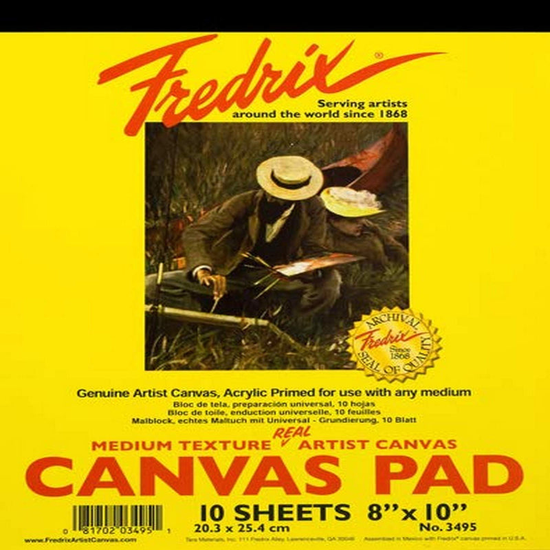 Fredrix 3495 Canvas Pad, 8" x 10" Canvas, Primed and Ready to Paint, Sturd, Can be Mounted When Dry, 10 Sheets per Pad, White 8x10 - NewNest Australia