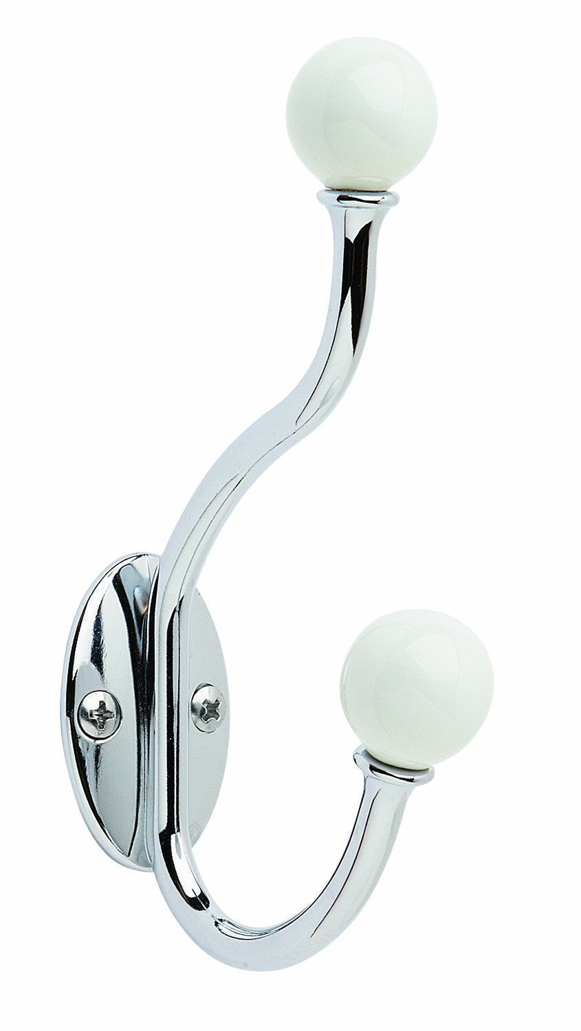 NewNest Australia - Amerock H55469W26 Globe Coat and Hat Hook - White/Chrome 