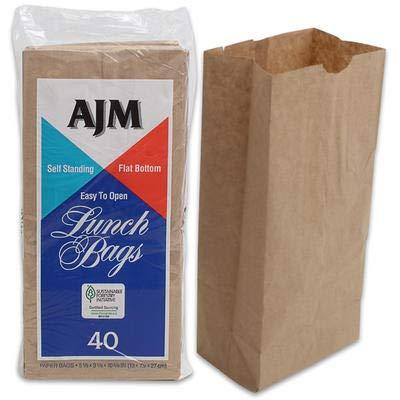 NewNest Australia - AJM Brown Paper Lunch Bags 40 Count 1 pack 