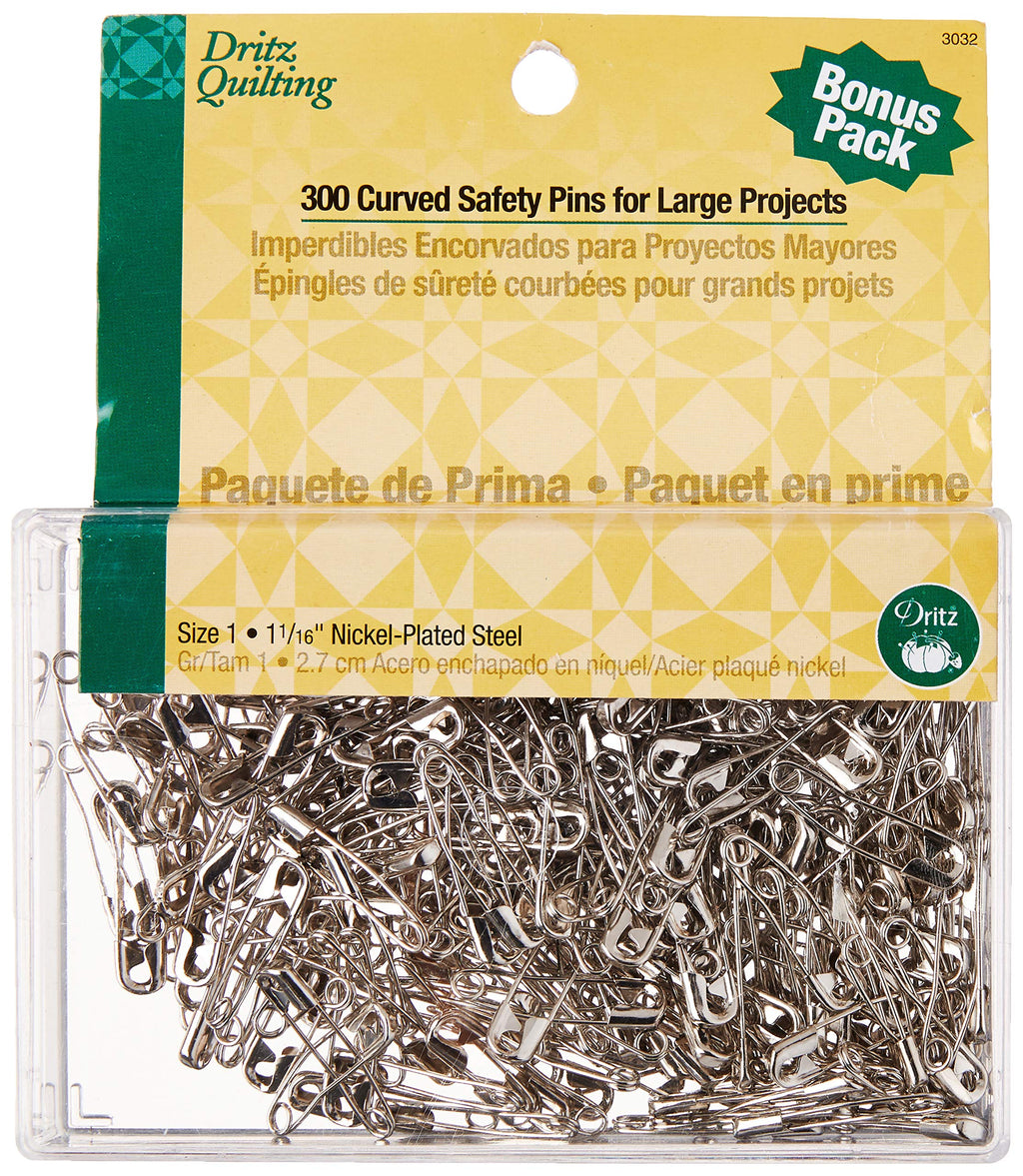 Dritz Quilting 3032 Curved Safety Pins for Large Projects, Bonus Pack, Size 1, 300 Count - NewNest Australia