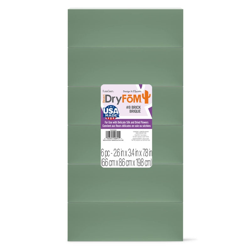 FloraCraft Floral Dry Foam 6 Piece Brick 2.6 Inch x 3.5 Inch x 7.8 Inch Green 2-5/8 x 3-1/2 x 7-7/8" - NewNest Australia