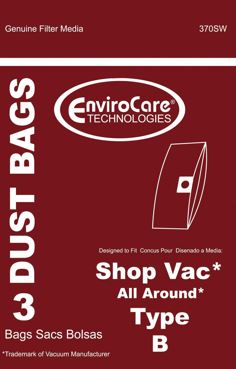 EnviroCare Replacement Vacuum Cleaner Dust Bag Compatible with Shop Vac Type B All Around 3 Pack - NewNest Australia