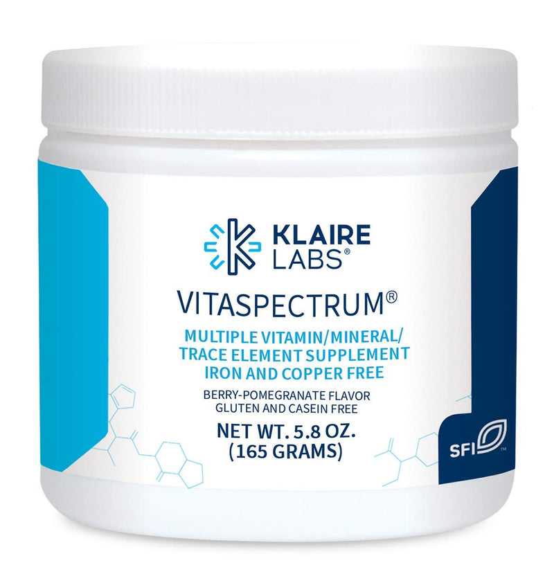 Klaire Labs VitaSpectrum Powder - Children's Multivitamin/Mineral with 23 Essential Nutrients in Berry-Pomegranate for Kids, No Copper, Iron, Gluten or Casein (30 Servings, 165 Grams) - NewNest Australia