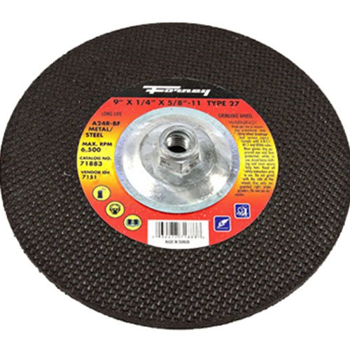 Forney 71883 Grinding Wheel with 5/8-Inch-11 Threaded Arbor, Metal Type 27, A24R, 9-Inch-by-1/4-Inch - NewNest Australia