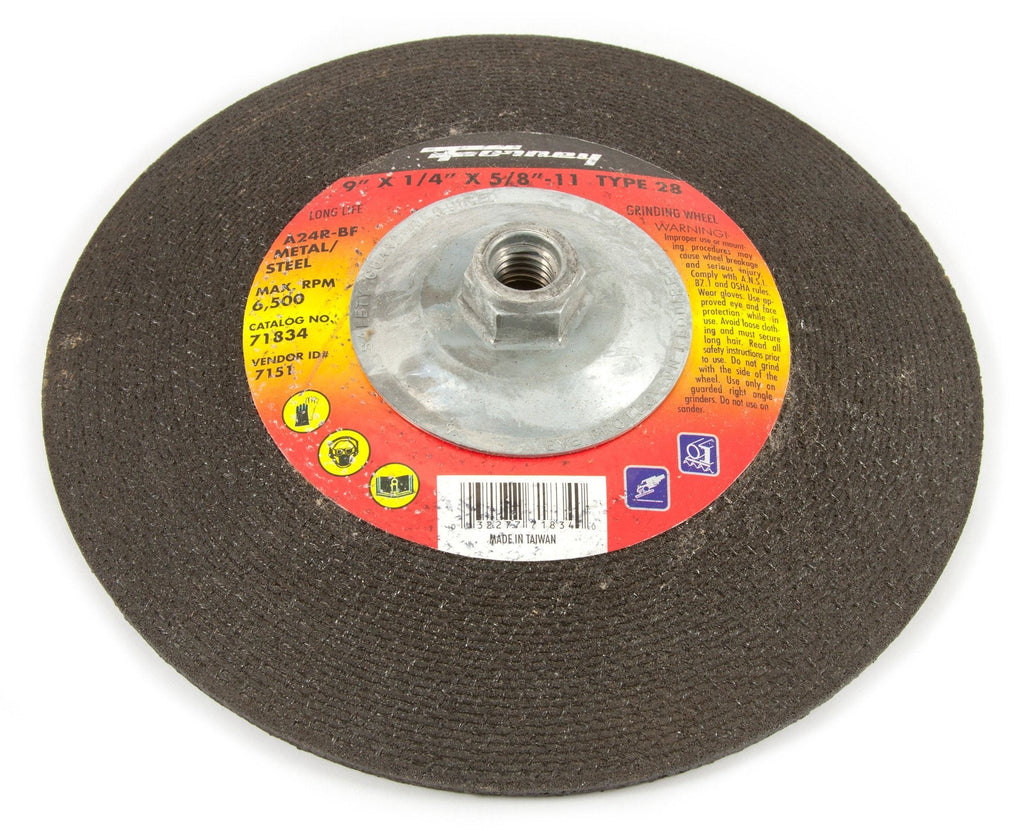 Forney 71834 Grinding Wheel with 5/8-Inch-11 Threaded Arbor, Metal Type 28, A24R-BF, 9-Inch-by-1/4-Inch - NewNest Australia