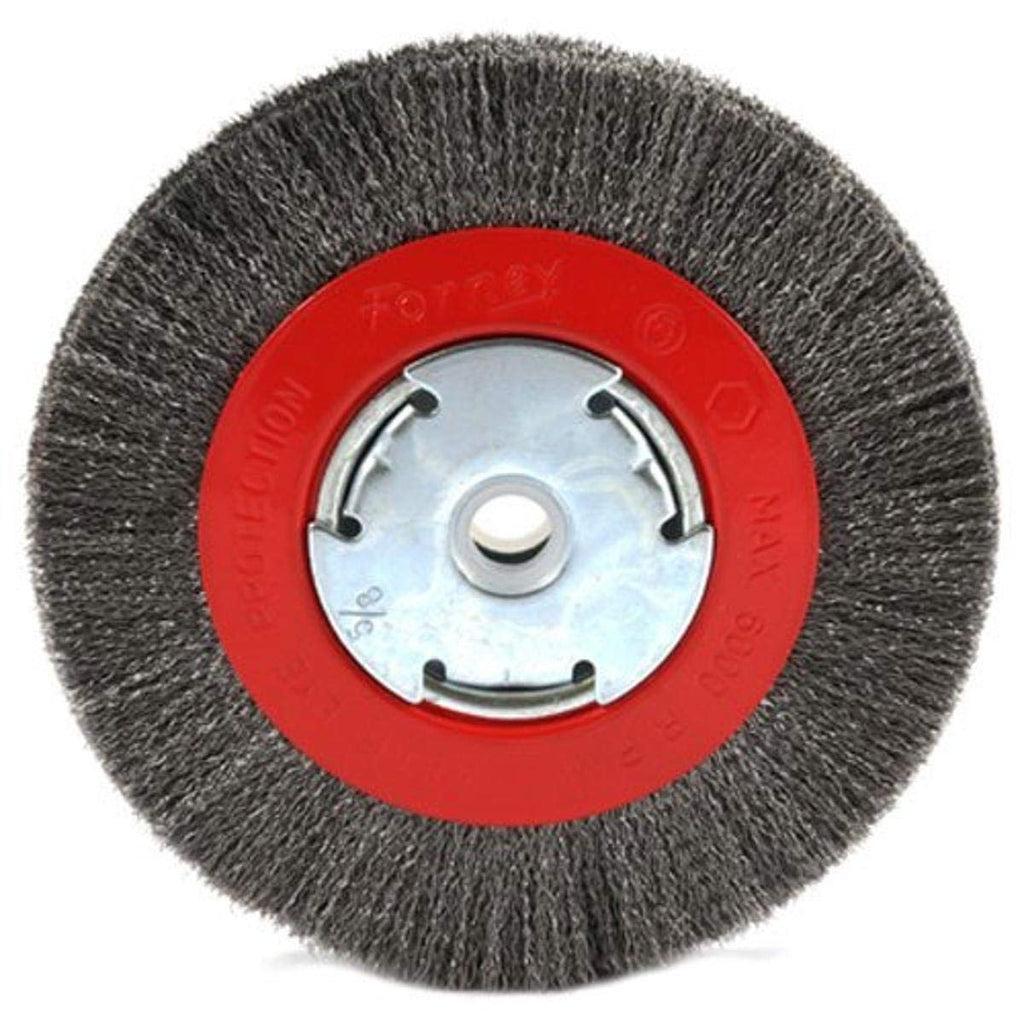 Forney 72751 Wire Bench Wheel Brush, Narrow Face Fine Crimped with 1/2-Inch and 5/8-Inch Arbor, 6-Inch-by-.008-Inch - NewNest Australia