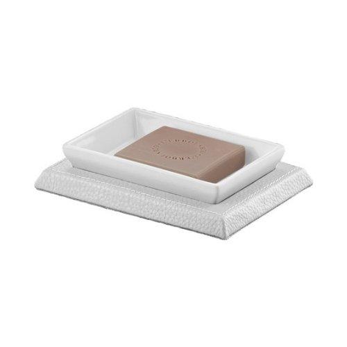 Gedy Kyoto Rectangle Faux Leather Soap Holder, White - NewNest Australia