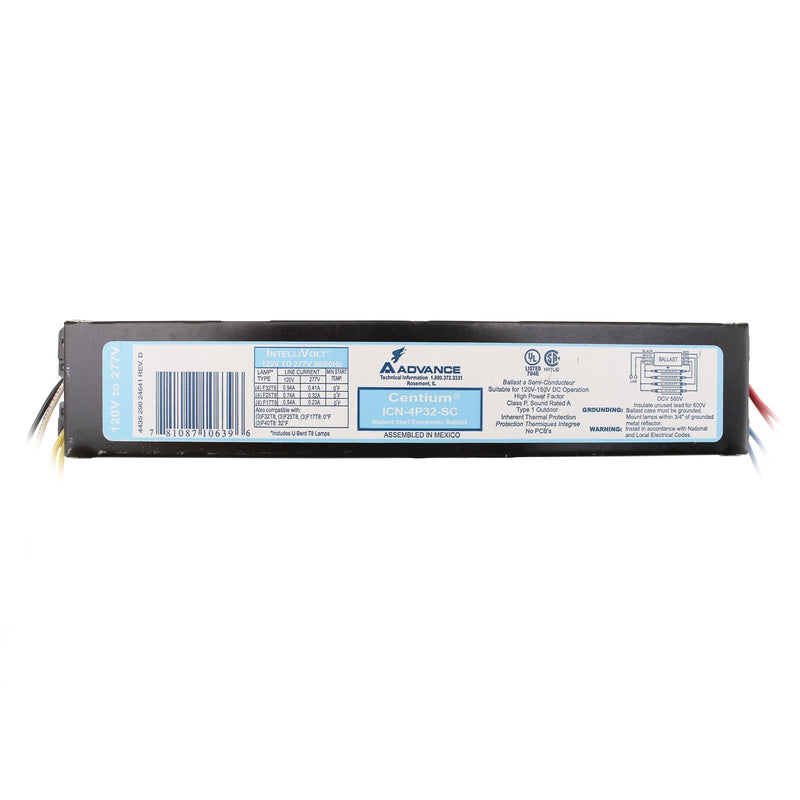 Advance ICN-4P32-SC Electronic Fluorescent Ballast, 4 Lamp, 32W T8, 120/277V - NewNest Australia