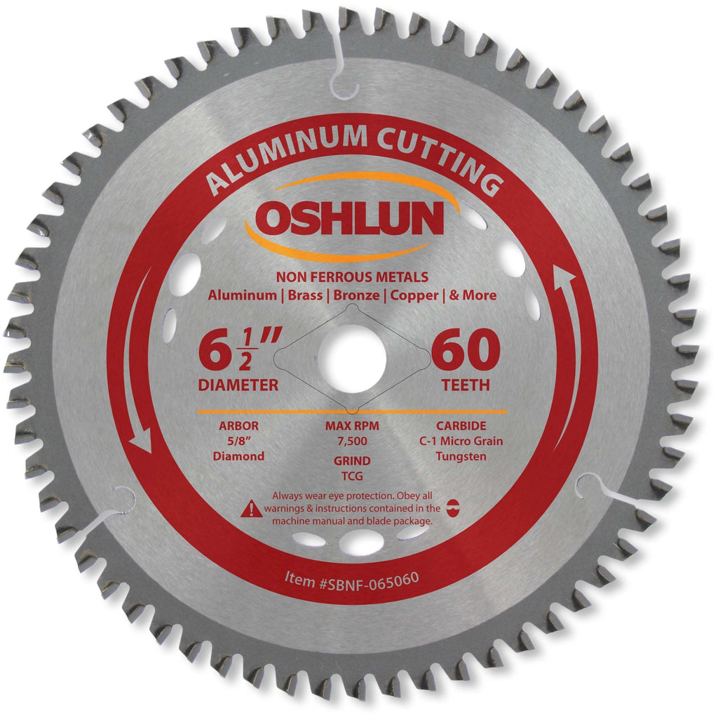 Oshlun SBNF-065060 6-1/2-Inch 60 Tooth TCG Saw Blade with 5/8-Inch Arbor (Diamond Knockout) for Aluminum and Non Ferrous Metals - NewNest Australia