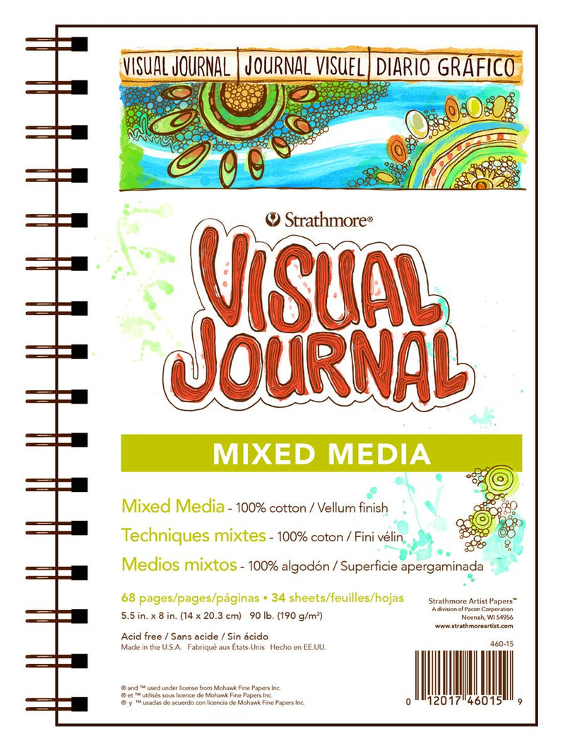 Strathmore 500 Series Visual Mixed Media Journal, 5.5"x8" Vellum, Wire Bound, 34 Sheets 5.5"x8" - NewNest Australia