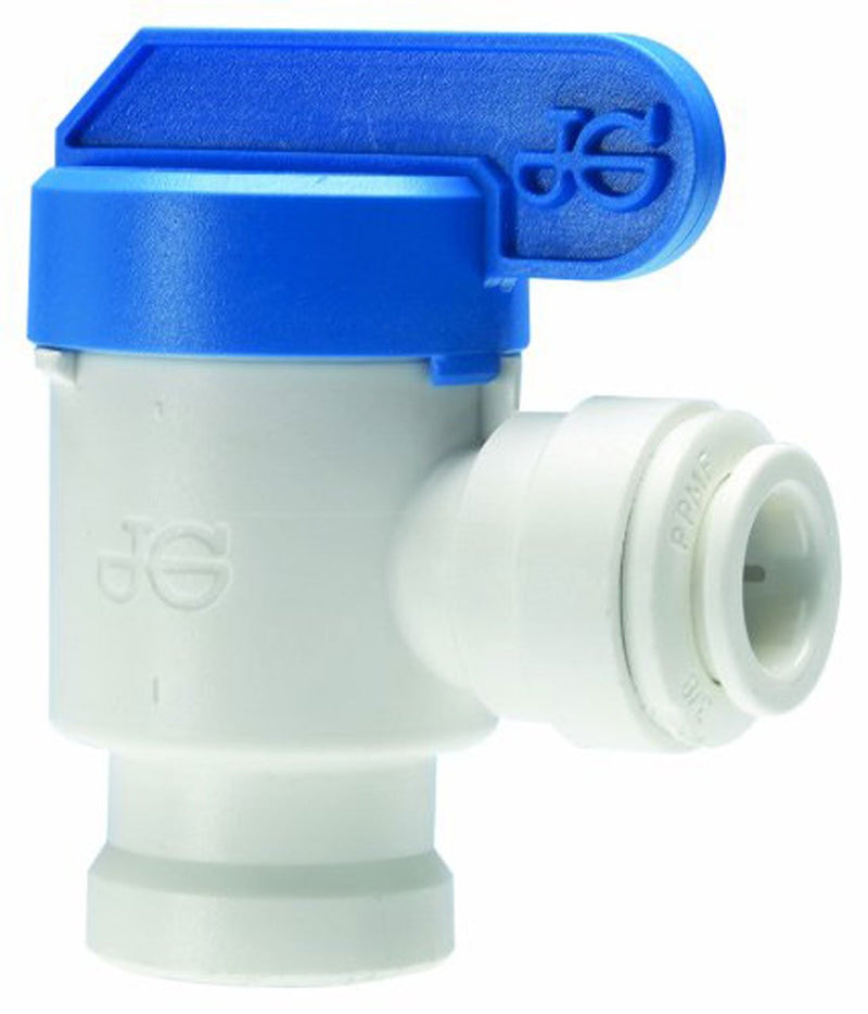 John Guest Speedfit PPSV501222WP John Guest 3/8" x 1/4" Push-Fit Shut-Off Valve Elbow, White Polypropylene - NewNest Australia