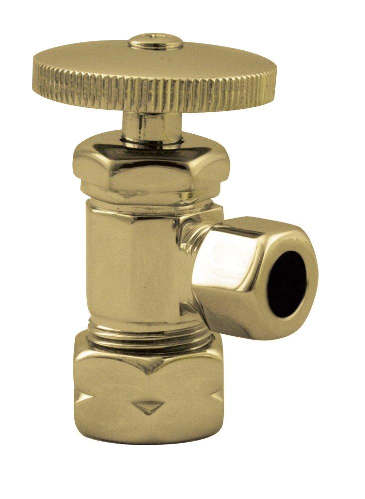 Westbrass Round Handle Angle Stop Shut Off Valve, 1/2" Copper Pipe Inlet with 3/8" Compression Outlet, Polished Brass, D105-03 - NewNest Australia