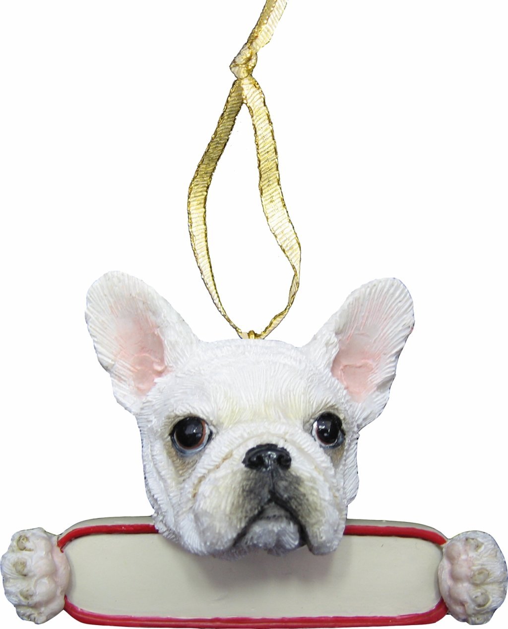 NewNest Australia - French Bulldog Ornament White "Santa's Pals" With Personalized Name Plate A Great Gift For French Bulldog Lovers 