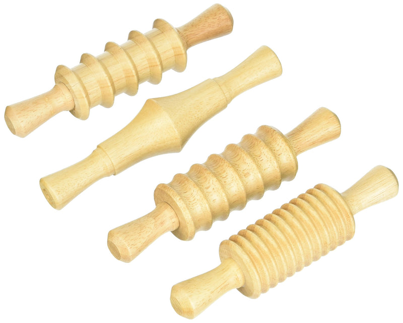 Creativity Street AC3748DI Clay and Dough Pattern Rolling Pin Set, 8-1/4" Size, Wood (Pack of 4) - NewNest Australia