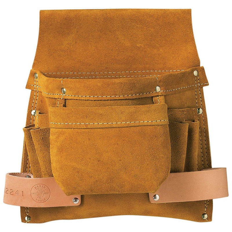 Klein Tools 42241 Tool Pouch, 6-Pockets for Nails, Screws and Tools , Brown - NewNest Australia