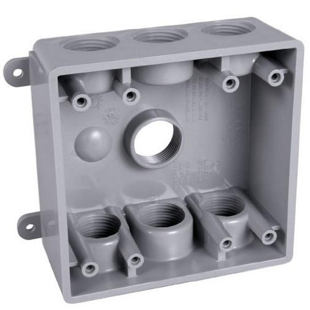 BELL PDB77550GY Two-Gang Weatherproof Box Seven 1/2 in. or 3/4 in. Threaded Outlets, 2 in, Gray - NewNest Australia