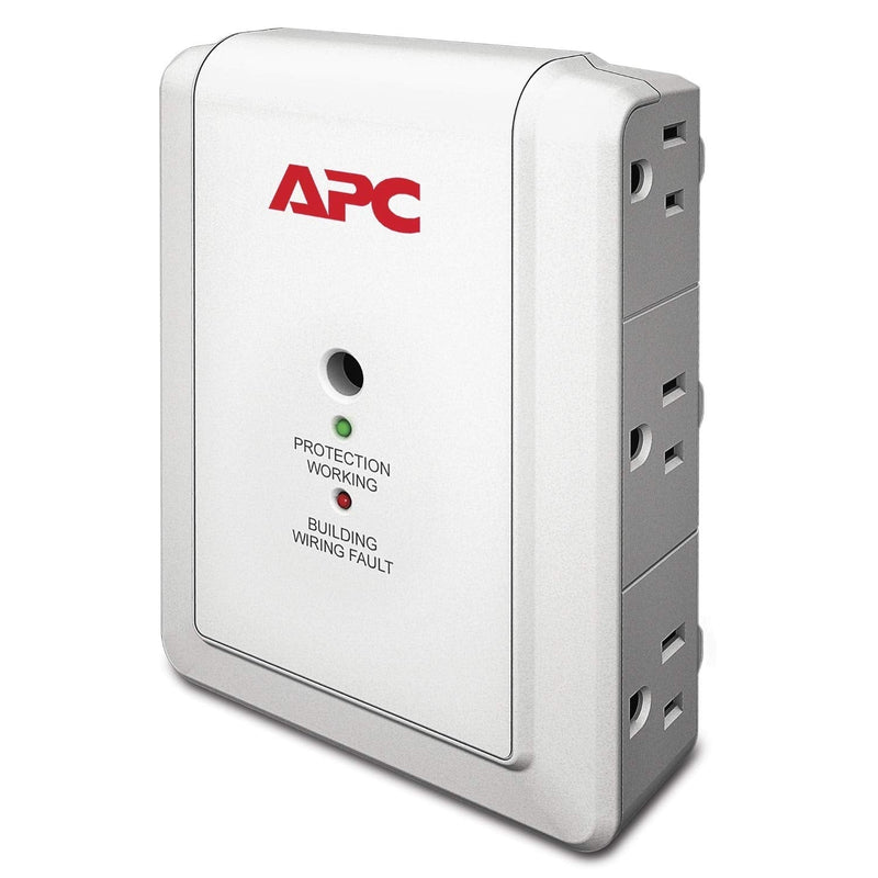 APC Wall Outlet Multi Plug Extender, P6W, (6) AC Multi Plug Outlet, 1080 Joule Surge Protector white Outlets Only - NewNest Australia