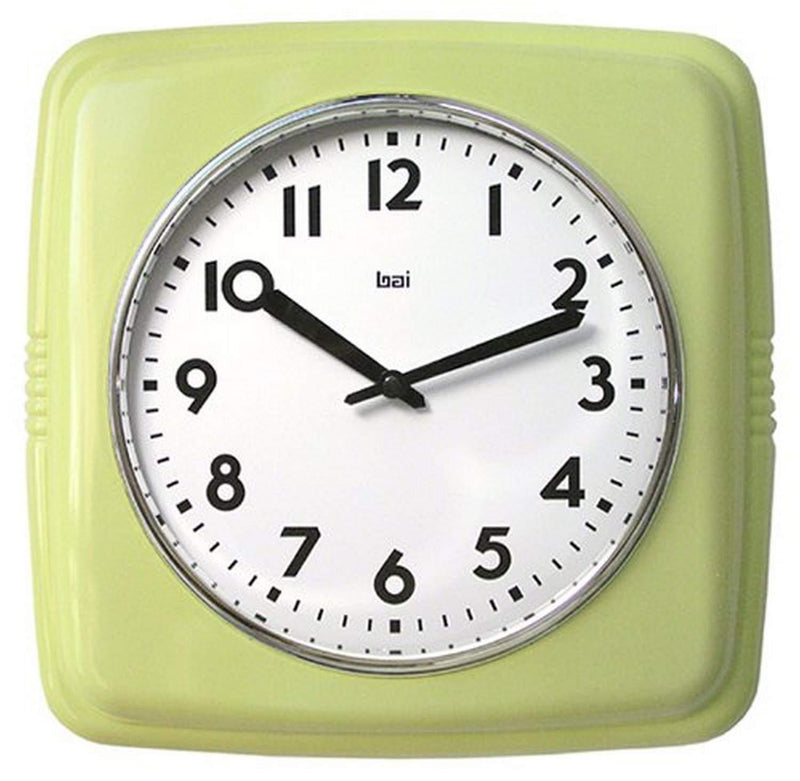 NewNest Australia - BAI Square Retro Wall Clock, Chartreuse 