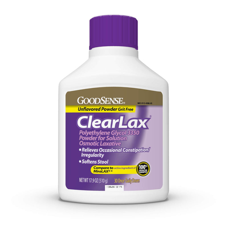 GoodSense ClearLax, Polyethylene Glycol 3350 Powder for Solution, Osmotic Laxative, 17.9 Ounce 1.11 Pound (Pack of 1) - NewNest Australia