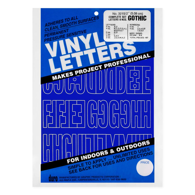 Graphic Products Duro 2-inch Gothic Vinyl Letters and Numbers Set, Blue - NewNest Australia
