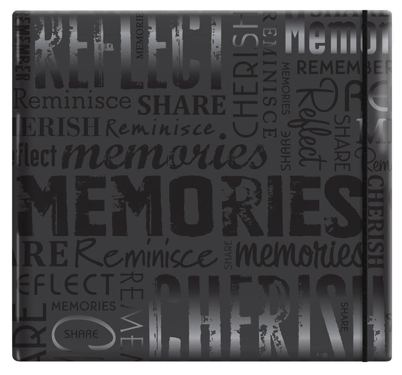 MCS MBI 13.5x12.5 Inch Embossed Gloss Expressions Scrapbook Album with 12x12 Inch Pages, Black, Embossed "Memories" (848121) - NewNest Australia