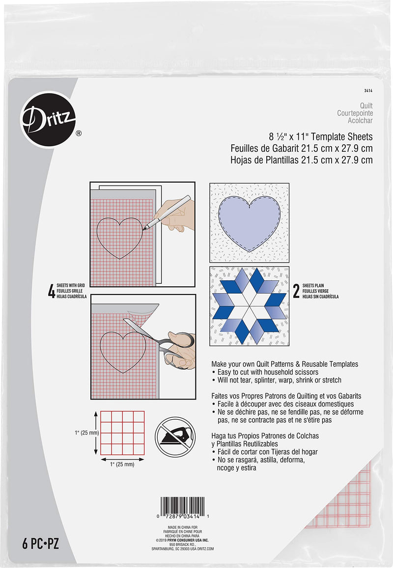 Dritz 3414 Non-Slip Vinyl Template Sheets (6-Count) Multicolor - NewNest Australia