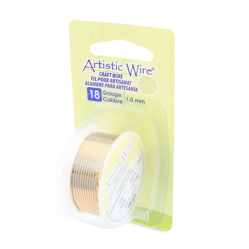 Artistic Wire Tarnish Resistant Colored Copper Craft Wire, 18 Gauge / 1.0 mm, 4 yd / 3.6 m, Antique Brass - NewNest Australia