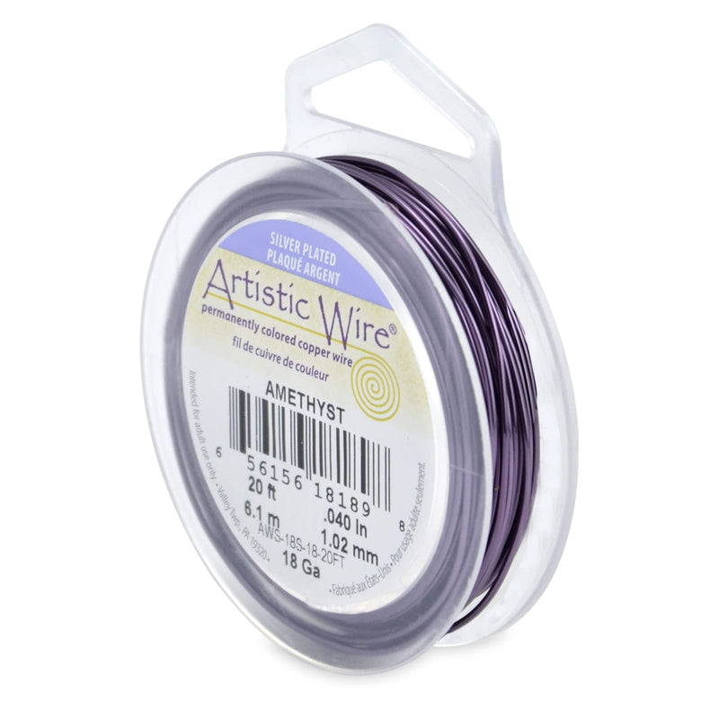Artistic Wire Silver Plated Tarnish Resistant Colored Copper Craft Wire, 18 Gauge / 1.0 mm, Amethyst - NewNest Australia