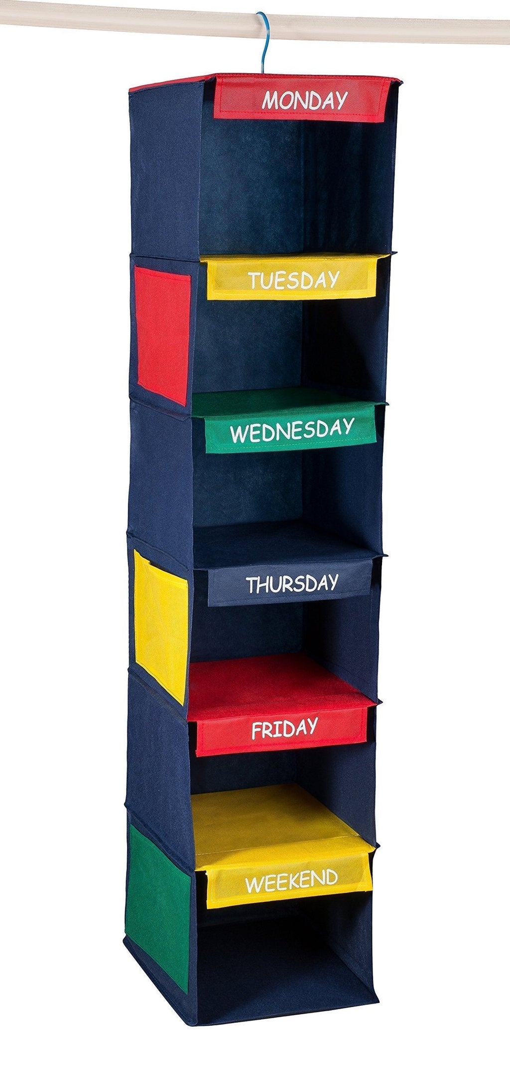 NewNest Australia - Daily Activity Kids Closet Organizer –11” X 11” X 48”- Prepare and Organize a Week’s Worth of Your Children’s Clothing, Shoes and After School Activities. Hangs Directly on The Closet Rod. 