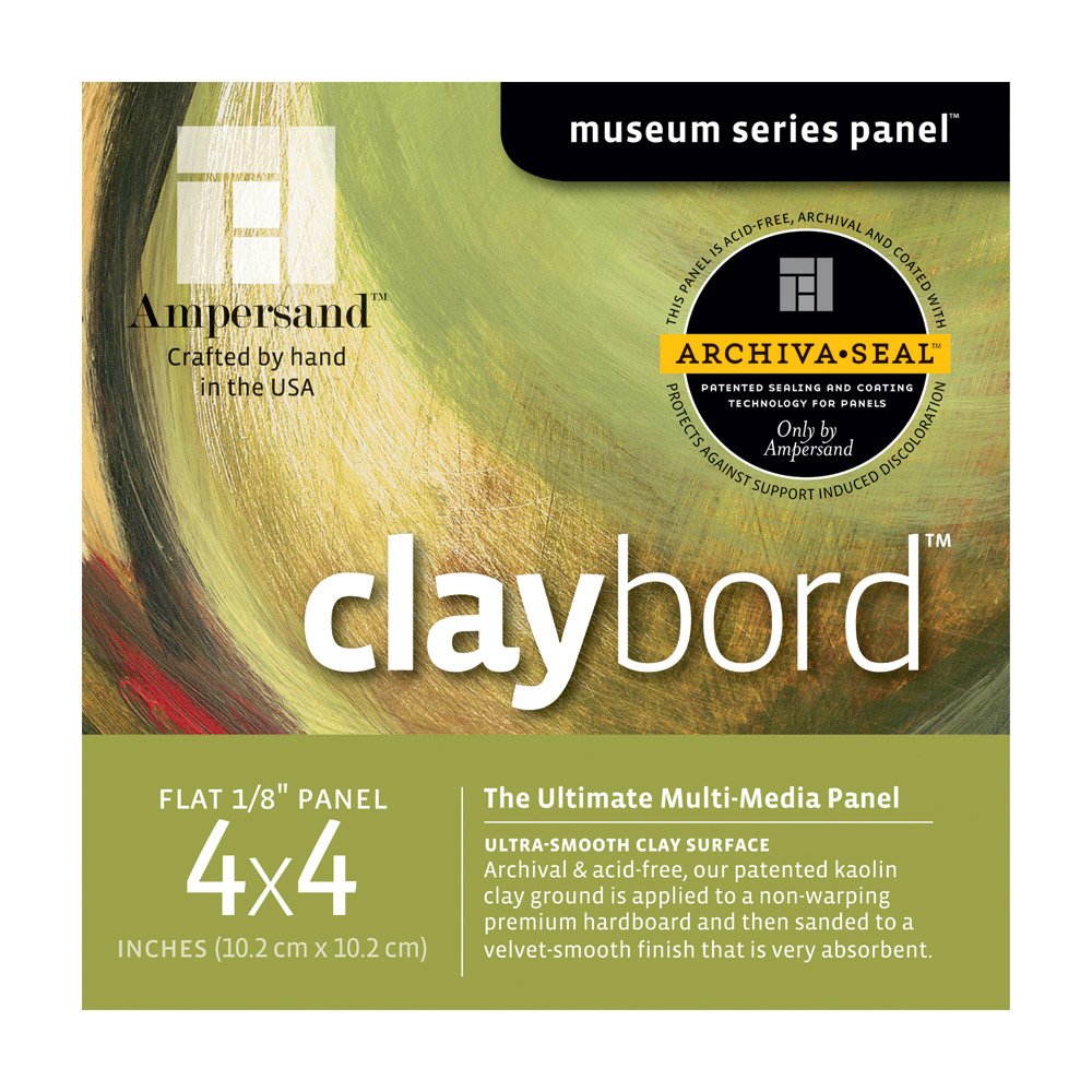 Ampersand Museum Series Claybord Panels for Paint and Ink, 1/8 Inch Depth, 4X4 Inch, Pack of 4 (CBS044) - NewNest Australia