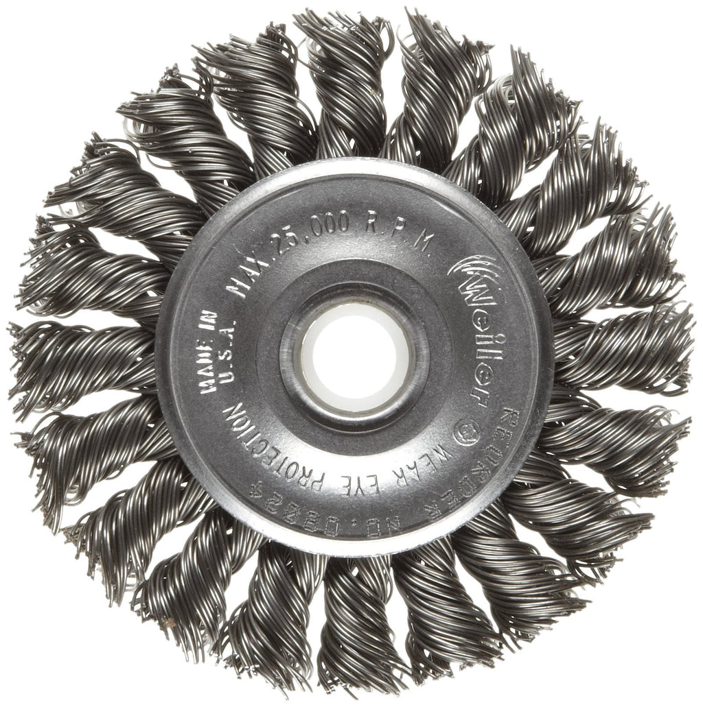 Weiler 08024 Dualife 1/2"-3/8" Arbor, 0.020" Wire Size, 3" Diameter, 3/8" Face Width, Steel Bristles Standard Twist Knot Wire Wheel Brush, Made in the USA - NewNest Australia