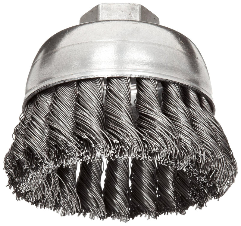 Weiler 13021 2-3/4" Single Row Knot Wire Cup Brush, .014" Steel Fill, 3/8"-24 UNF Nut, Made in the USA 2-3/4" Dia .014" Wire Size x 1" Trim Length - NewNest Australia