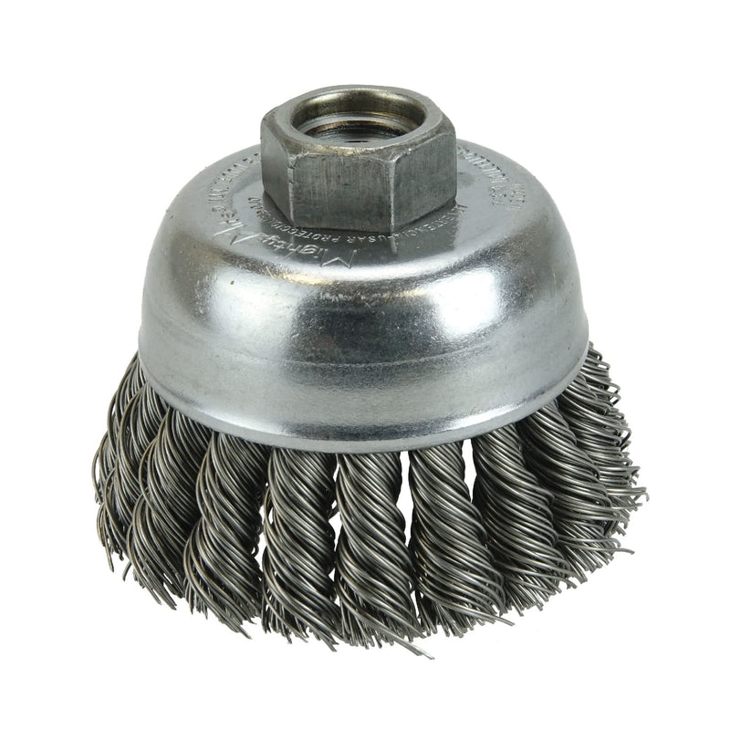 Weiler 13286 2-3/4" Single Row Knot Wire Cup Brush, .020" Steel Fill, 5/8"-11 UNC Nut, Made in the USA 2-3/4" Dia .020" Wire Size x 1" Trim Length - NewNest Australia