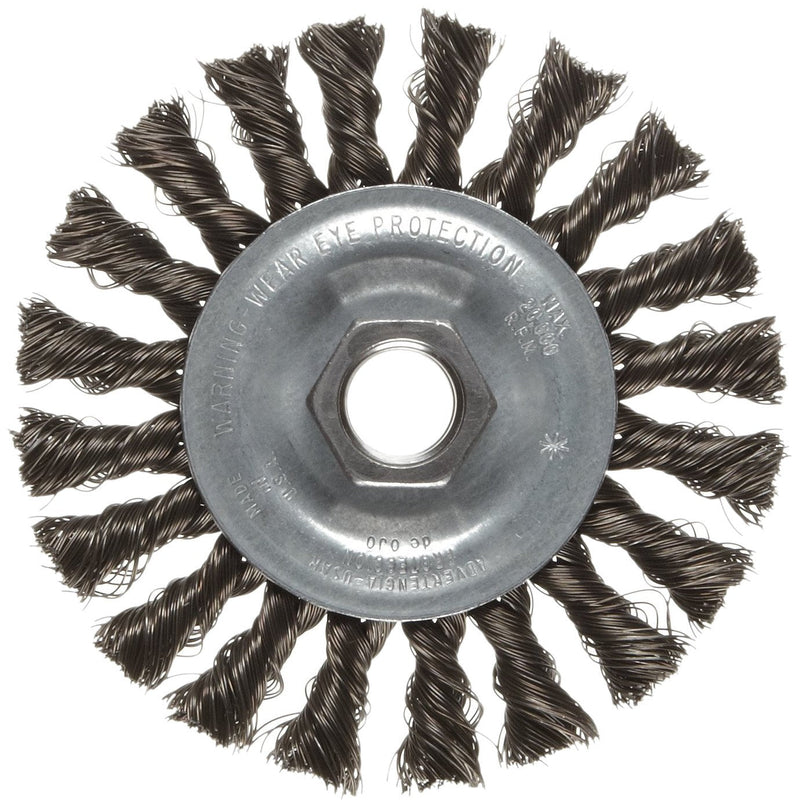 Weiler 36012 Vortec Pro 5/8"-11 Arbor, 4" Diameter, 0.014" Wire Size, Carbon Steel Bristles, Wide Face, Knot Wire Wheel Brush - NewNest Australia