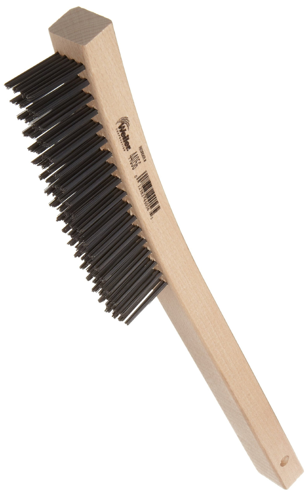 Weiler 44056 0.012" Wire Size, 6" Brush Length, 14" X 1-1/8" Block Size, 4 X 18 No. Of Rows, Steel Bristles, Hardwood Block, Curved Handle Scratch Brush, Made in the USA - NewNest Australia