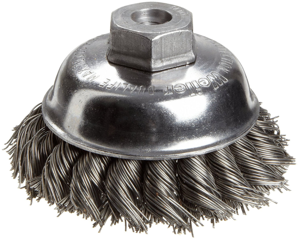 Weiler 13151 3-1/2" Single Row Knot Wire Cup Brush, .023" Steel Fill, M10 x 1.50 Nut, Made in the USA 3-1/2" Dia .023" Wire Size x 7/8" Trim Length - NewNest Australia