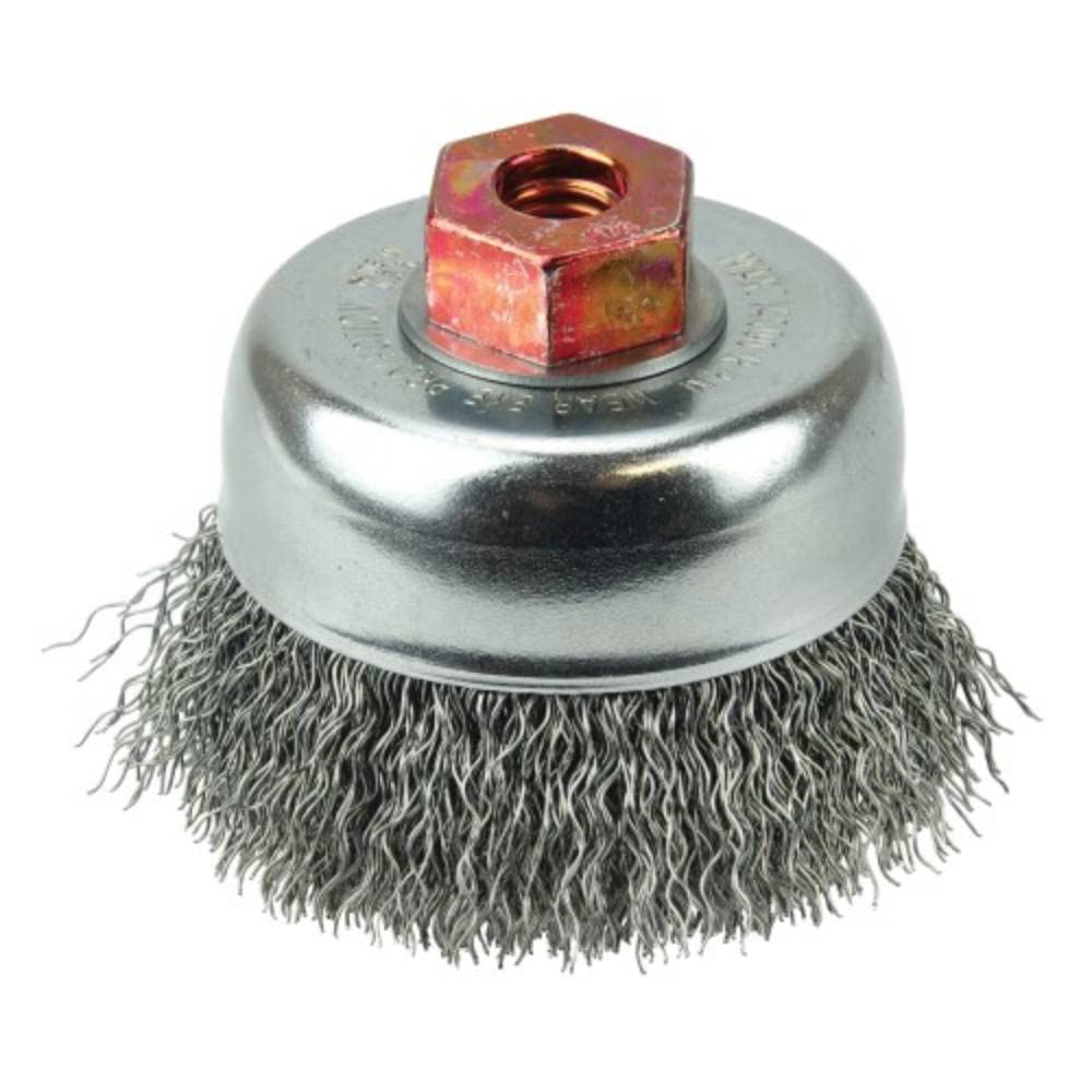 Weiler 13241 3" Crimped Wire Cup Brush, 0.014" Steel Fill, M10 x 1.50 Nut, Made in the USA 3" Dia .014" Wire Size x 1" Trim Length - NewNest Australia