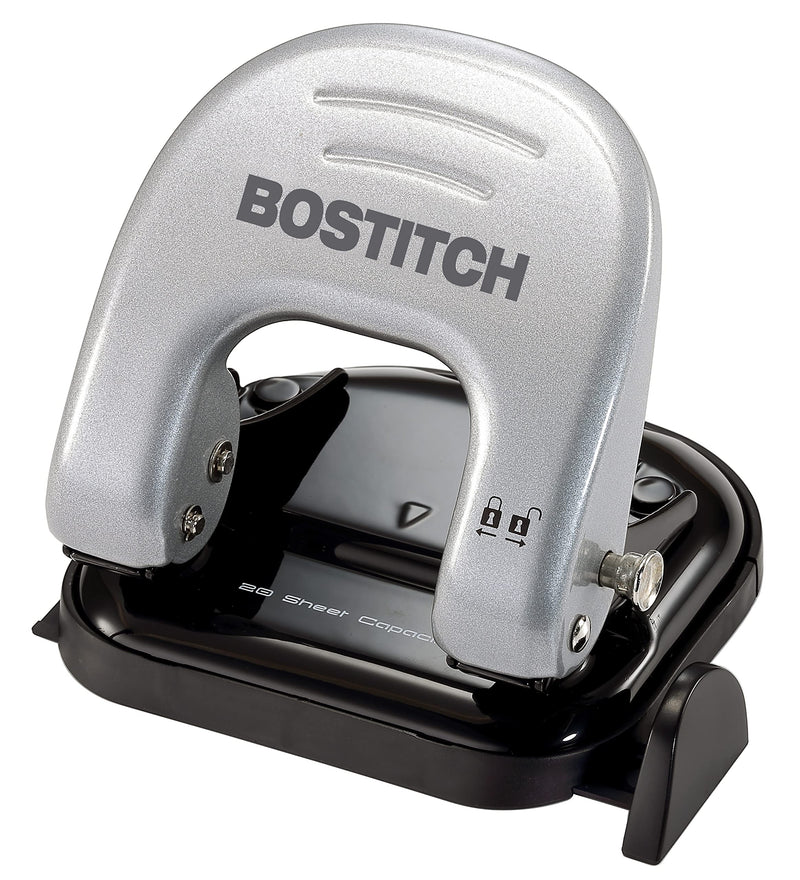 Bostitch Office EZ Squeeze Reduced Effort 2-Hole Punch, 20 Sheets, Locking Handle, Silver (2310) - NewNest Australia