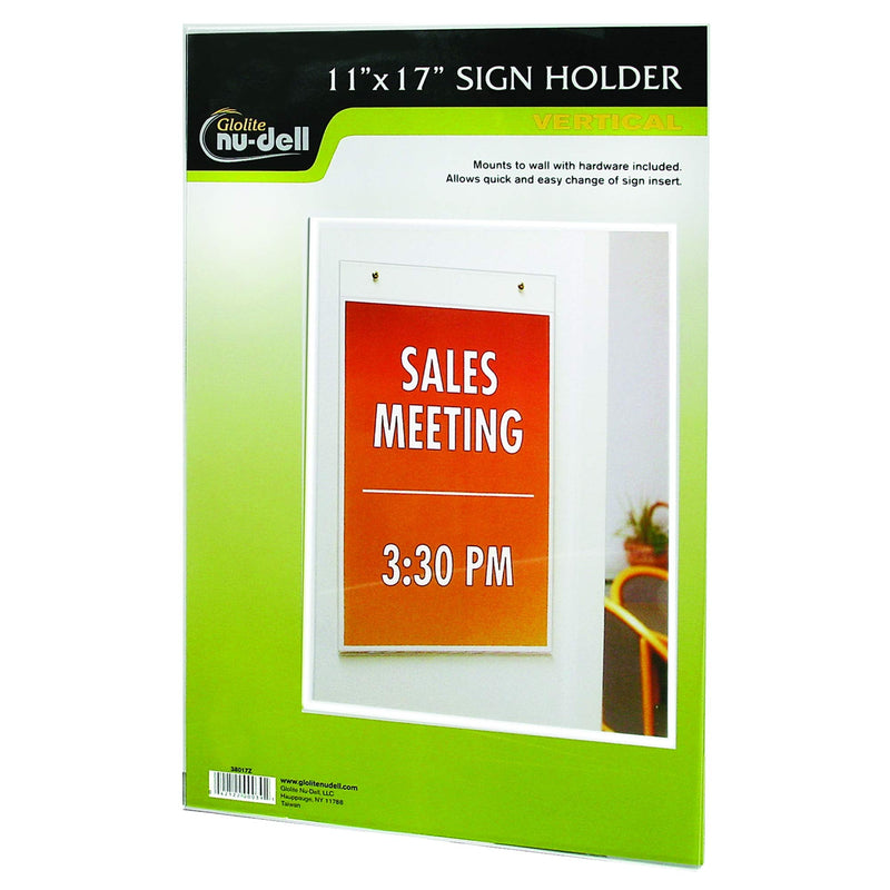 NuDell 38017Z Clear Plastic Sign Holder, Wall Mount, 11 x 17 - NewNest Australia