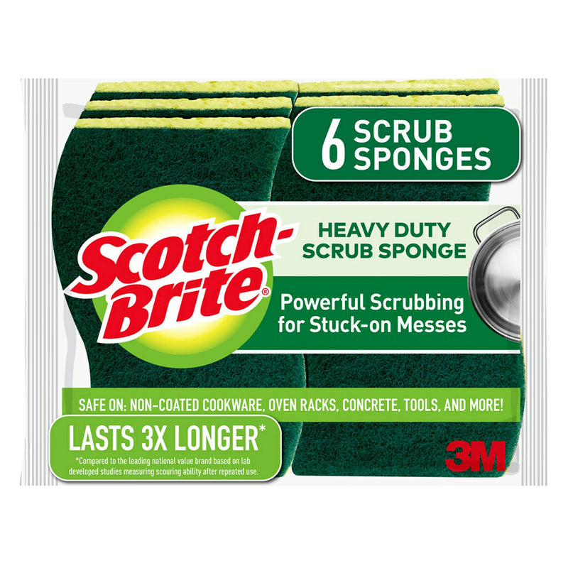 Scotch-Brite Heavy Duty Scrub Sponges, For Washing Dishes and Cleaning Kitchen, 6 Scrub Sponges - NewNest Australia