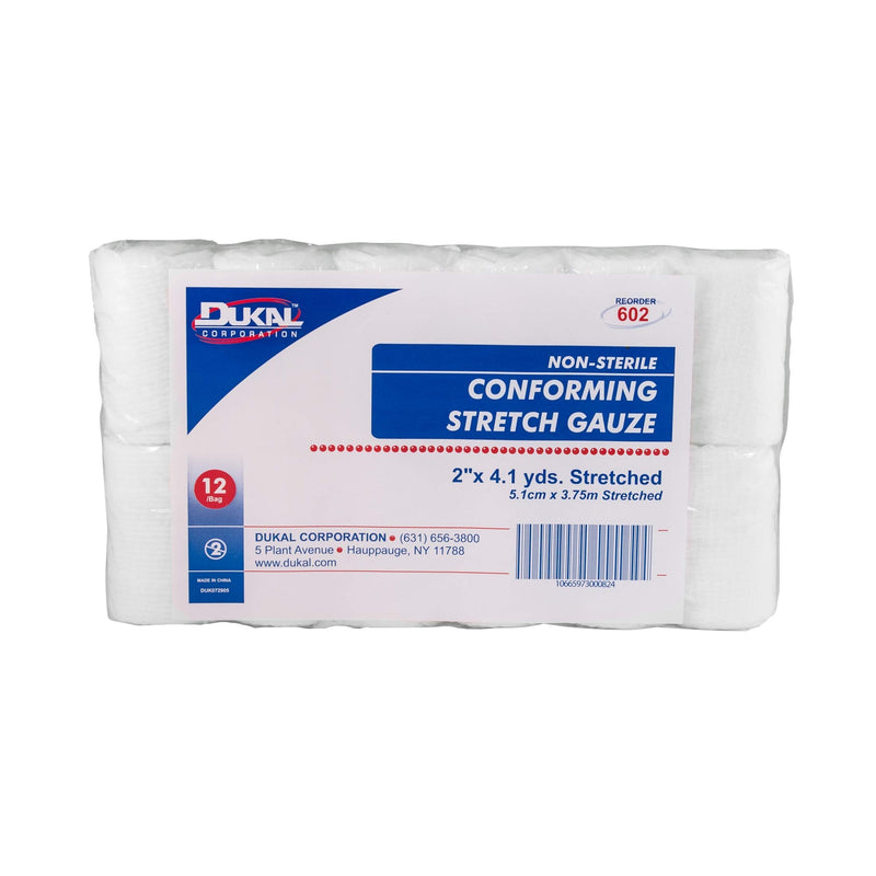 Dukal Conforming Stretch Gauze Bandage, 2 in X 4.1 Yards., Non-Sterile, 12 Rolls - NewNest Australia