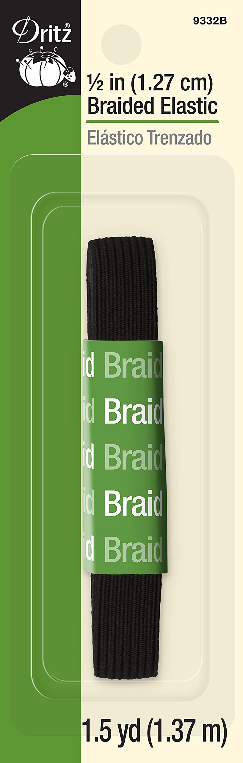 Dritz, 1/2-Inch x 1-1/2-Yards, Black Braided Elastic 1/2-Inch by 1-1/2-Yard - NewNest Australia