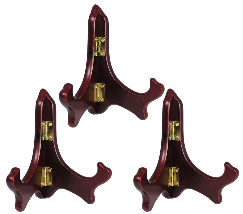 NewNest Australia - BANBERRY DESIGNS Wood Easel Plate Holder - Folding Display Stands - Mahogany Finish - Premium Quality - Pack of 3 Pieces - 5 Inch 