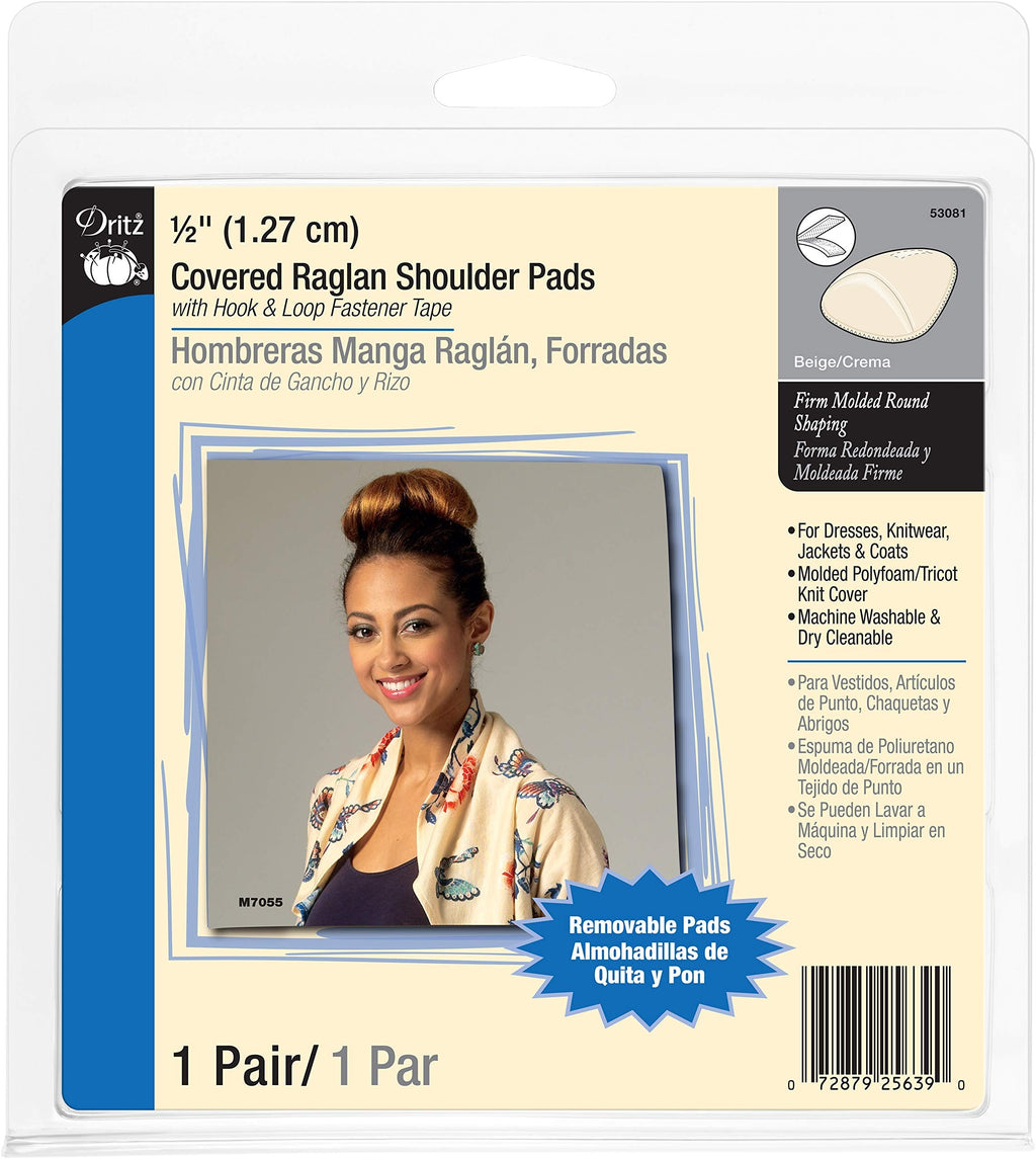 Dritz 1/2" Covered Raglan, 1 Pair, Beige Shoulder Pads, 1/2-Inch, 2 Count - NewNest Australia