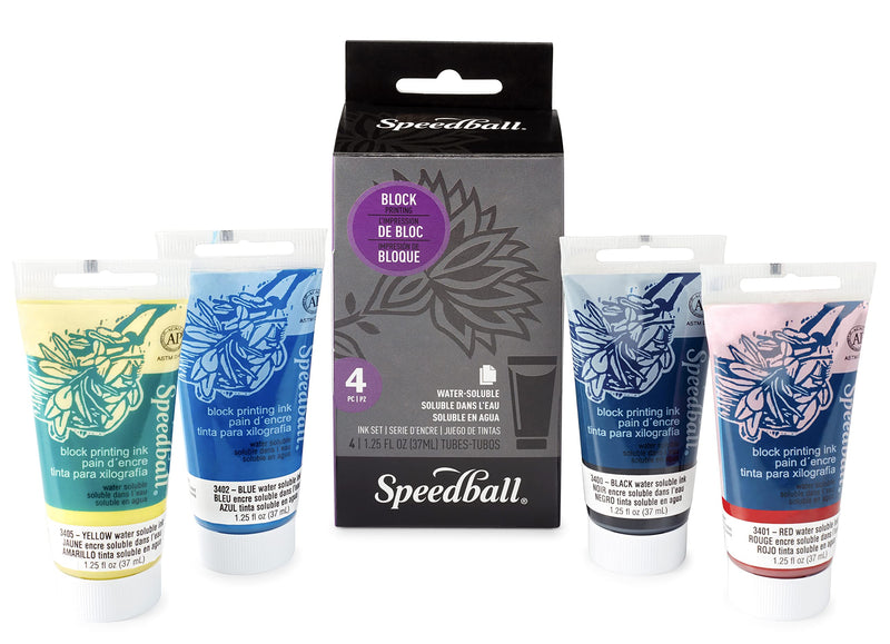 Speedball Water-Soluble Block Printing Ink Starter Set, 4-Color Set, 1.25-Ounce Tubes - NewNest Australia