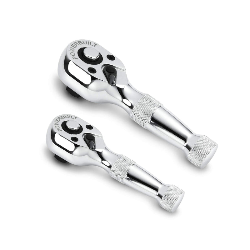 Powerbuilt 640927 1/4-Inch and 3/8-Inch Stubby Ratchet Set, 2-Piece,Silver - NewNest Australia