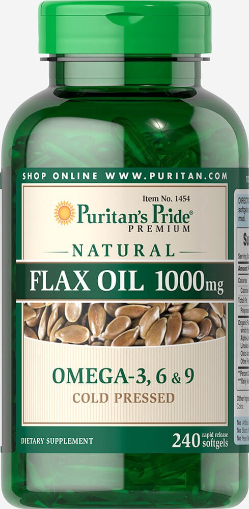 Puritan's Pride Non-GMO Natural Flax Oil 1000 mg-240 Rapid Release Softgels,White - NewNest Australia